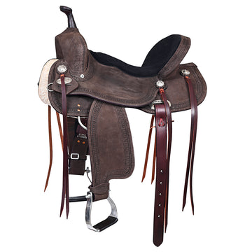 Hilason Western Horse Flex Tree Barrel Trail In Suede Leather Saddle Brown